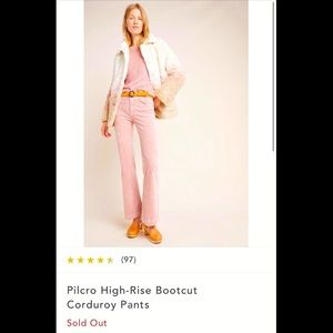 Pilcro High-Rise Bootcut Corduroy Pants Sz 25 pink